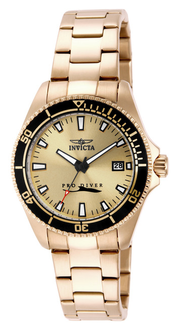 Invicta Women's 15138 Pro Diver Quartz 3 Hand Gold Dial Watch
