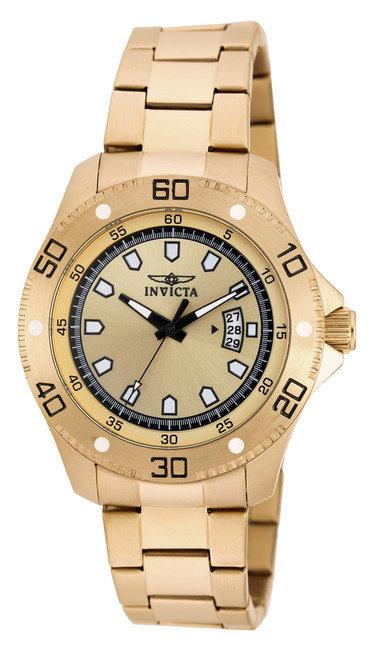 Invicta Men's 19265 Pro Diver Quartz 3 Hand Gold Dial Watch