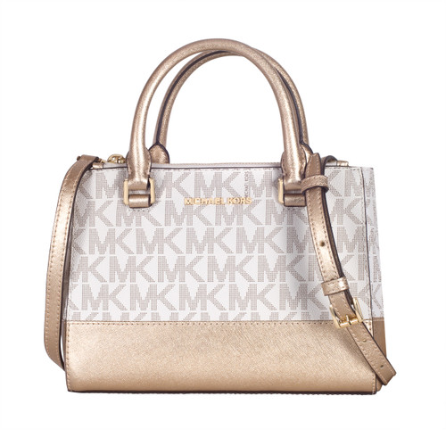 Michael Kors Kellen Xs Satchel Vanilla Mk Signature Gold Small 35H7GSOS1M-150