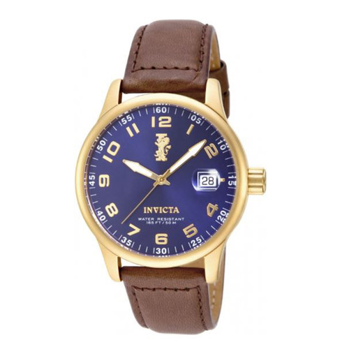 Invicta Men's 15255 I-Force 18k Gold Ion-Plated Stainless Steel and Brown Leather Watch …