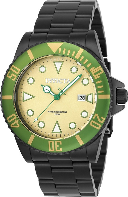 Invicta Men's 90298 Pro Diver Quartz 3 Hand Beige Dial Watch