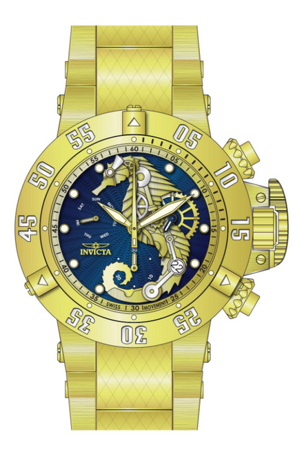 Invicta Men's 26230 Subaqua Quartz 3 Hand Blue, Gold Dial Watch