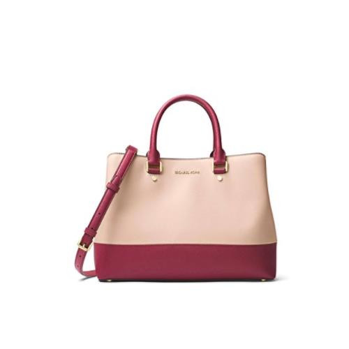 MICHAEL Michael Kors Savannah Large Satchel (Soft Pink/Mulberry) 30F7GS7S3T-PNK