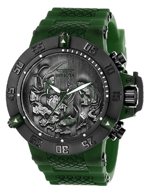 Invicta Men's 26563 Subaqua Quartz 3 Hand Black, Green, Silver Dial Watch