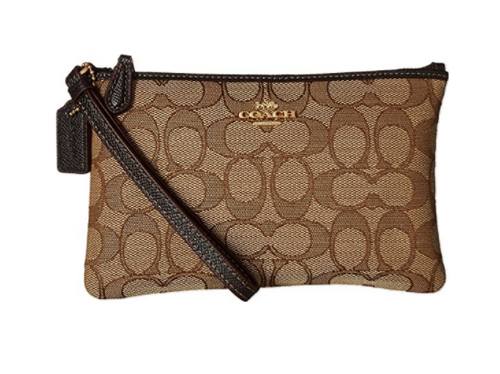 COACH Women's Signature Small Wristlet Li/Khaki/Brown One Size 28326B-LIC7C