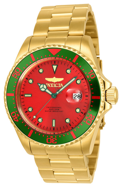 Invicta Men's 23397 Pro Diver Quartz 3 Hand Red Dial Watch