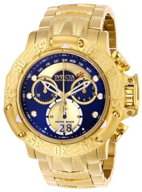 Invicta Men's 26214 Subaqua Quartz Chronograph Gold, Blue Dial Watch