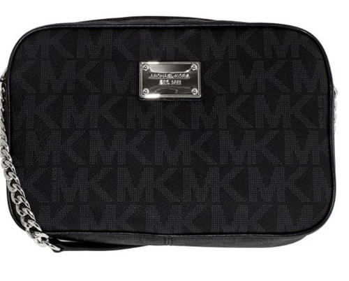 Michael Kors Women's Jet Set Crossbody Leather Bag, BLACK, Large 32H4SJSC7B-001