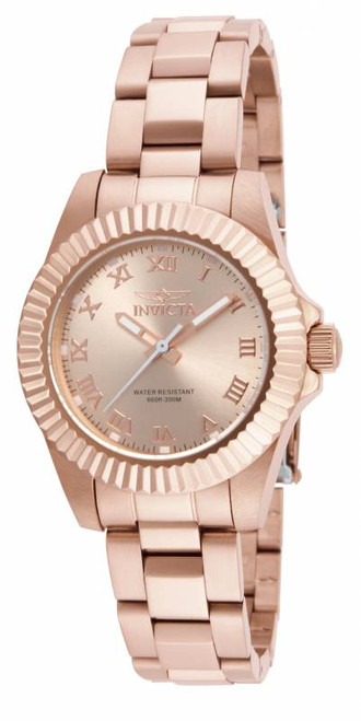 Invicta Women's 16763 Pro Diver Quartz 3 Hand Rose Gold Dial Watch