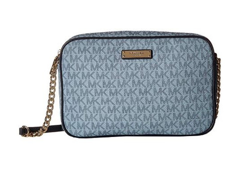 MICHAEL Michael Kors Signature Jet Set Item Large East West Crossbody (Pearl Blue/Admiral) 32S7GJSC7B-409