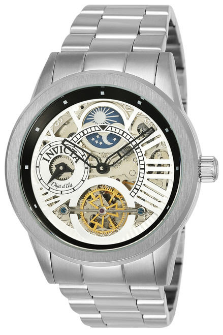 Invicta Men's 25263 Objet D Art Automatic 3 Hand Silver, Black Dial Watch