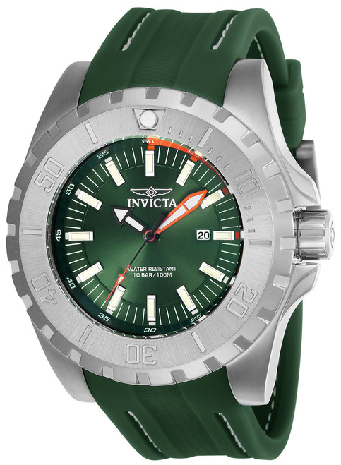 Invicta Men's 23738 Pro Diver Quartz 3 Hand Green Dial  Watch