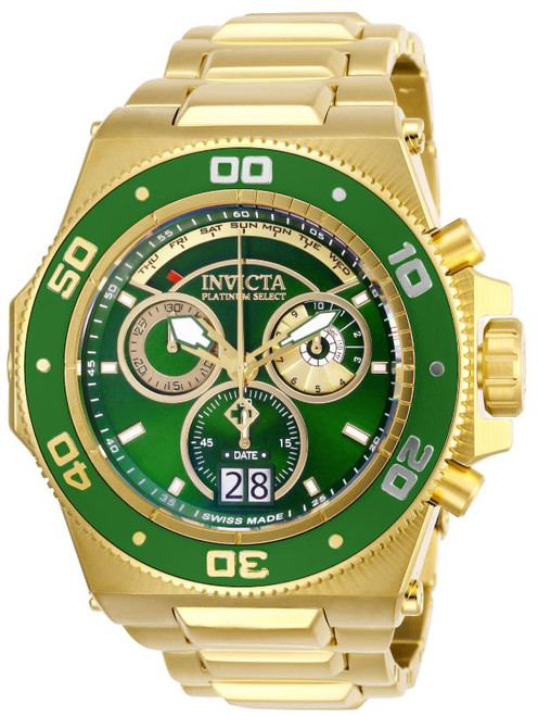 Invicta Men's 26051 Akula Quartz Chronograph Green, Gold Dial Watch