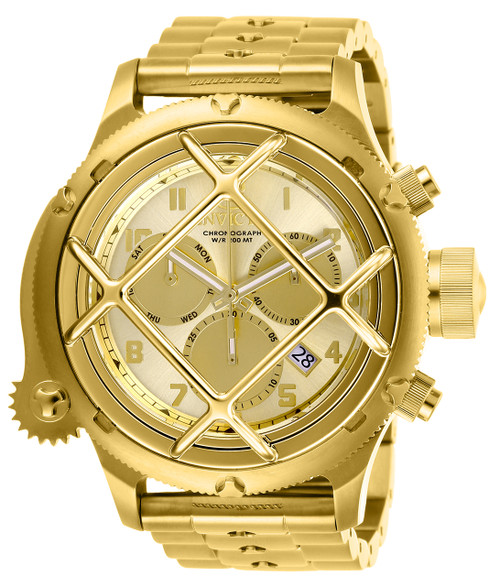 Invicta Men's 26463 Russian Diver Quartz Chronograph Gold Dial Watch