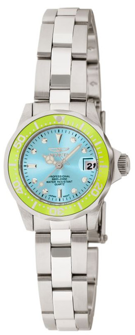 Invicta Women's 11438 Pro Diver Quartz 3 Hand Light Blue Dial Watch