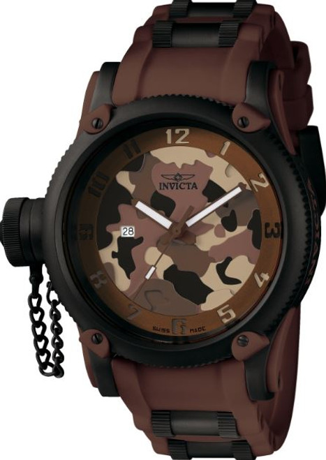 Invicta Men's 1198 Russian Diver Quartz 3 Hand Brown, Light Brown, Black Dial Watch