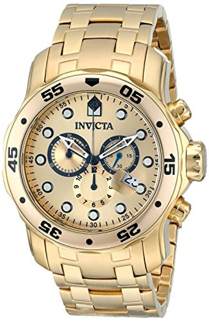 Invicta Men's 0074 Pro Diver Chronograph 18k Gold-Plated Stainless Steel Wa...
