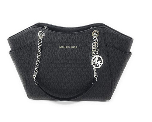 MICHAEL Michael Kors Women's Jet Set Travel Large Chain Shoulder Tote Printed Handbag (Black)  …