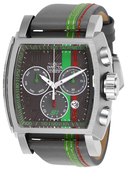 Invicta Men's 26395 S1 Rally Quartz Chronograph Gunmetal, Green, Red Dial Watch