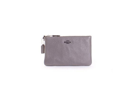 COACH Women's Polished Pebble Small Wristlet Dk/Heather Grey One Size 22952-DKHGR