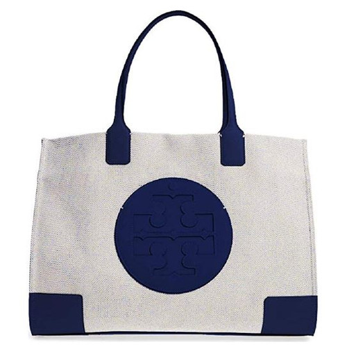 Tory Burch Women's Ella Canvas Tote Navy Handbag 45209-410