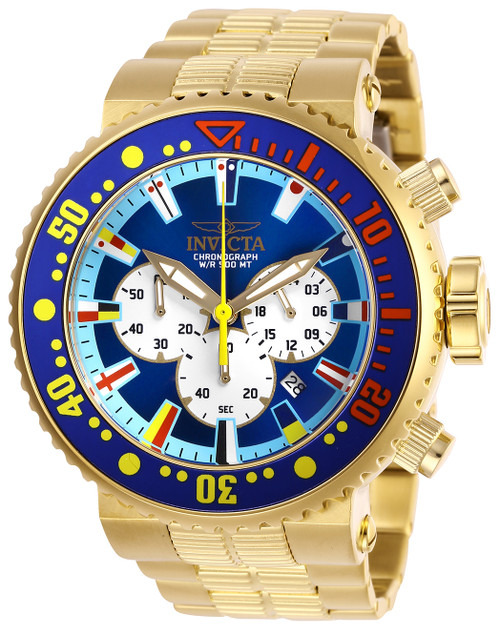 Invicta Men's 27662 Pro Diver Quartz 3 Hand Blue, White, Red, Black, Yellow Dial Watch