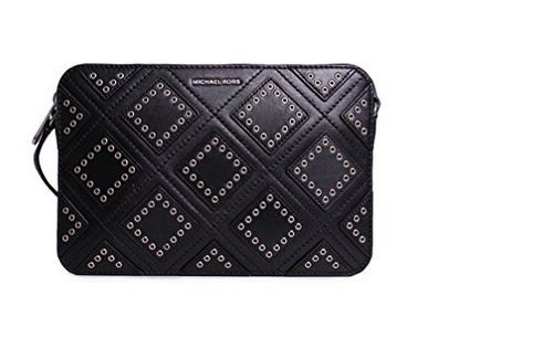 MICHAEL Michael Kors Diamond Grommet Jet Set Travel Large East West Crossbody (Black) 32F6ADXC3L-001