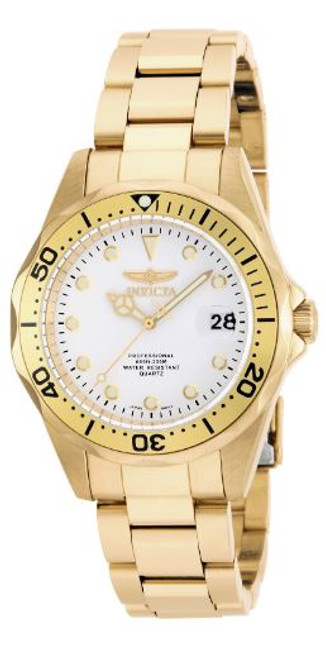 Invicta Men's 17053 Pro Diver Quartz 3 Hand White Dial Watch