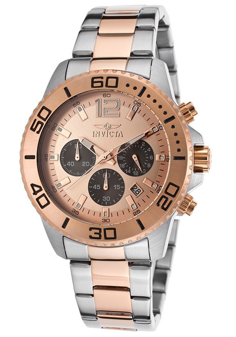Invicta Men's 17400 Pro Diver Quartz Chronograph Rose Gold Dial Watch