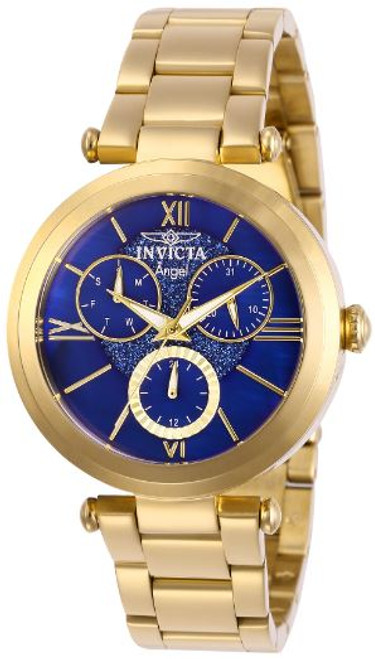 Invicta Women's 28935 Angel Quartz 3 Hand Gold, Blue Dial Watch