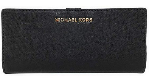 Michael Kors Jet Set Travel Flat Slim Bifold Saffiano Leather Wallet (Black) 35S9GTVF8L-001