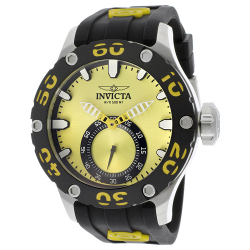 Invicta Men's 12705 Russian Diver Quartz 3 Hand Yellow Dial Watch