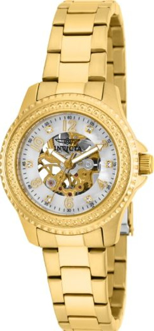 Invicta Women's 16704 Angel Mechanical 3 Hand White Dial Watch