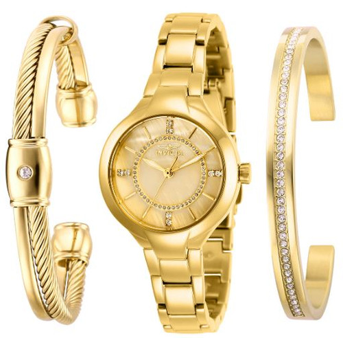 Invicta Women's 29322 Angel Quartz 3 Hand Gold Dial Watch