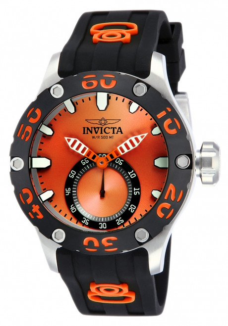 Invicta Men's 12704 Russian Diver Quartz 3 Hand Orange Dial Watch