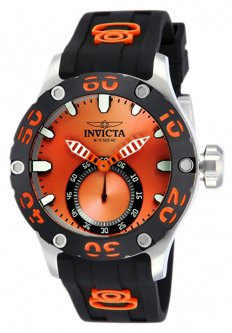 Invicta Men's 12704 Russian Diver Quartz 3 Hand Orange Dial Watch