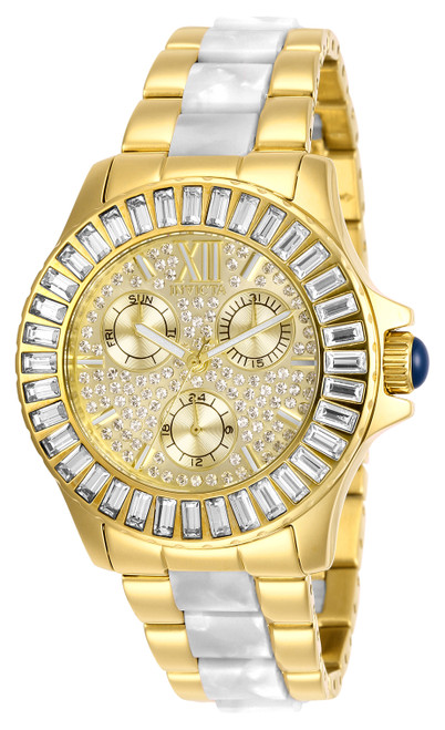 Invicta Women's 29104 Angel Quartz 3 Hand White, Gold Dial Watch