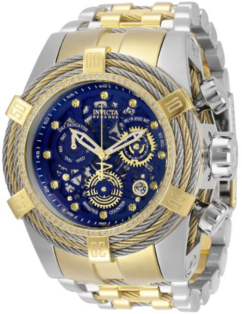 Invicta Men's 30071 Reserve Quartz 3 Hand Blue, Gold Dial Watch