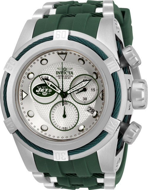 Invicta Men's 30245 NFL New York Jets Quartz Chronograph Antique Silver Dial Watch
