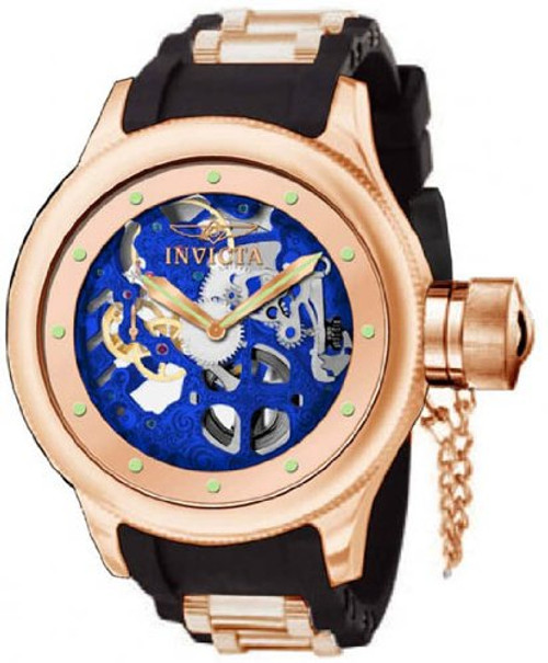 Invicta Russian Diver Blue Skeletal Dial Gold-tone PVD Mens Watch 80122 [Watc...