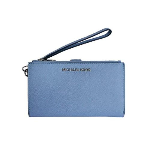 Michael Kors Jet Set Travel Double Zip Saffiano Leather Wristlet Wallet (Powder Blue) 35F8STVW0L-424