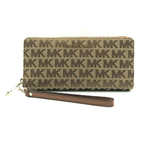 Michael Kors Jet Set Large Continental Travel Clutch Wristlet Wallet 35H9GTVE7J-beige