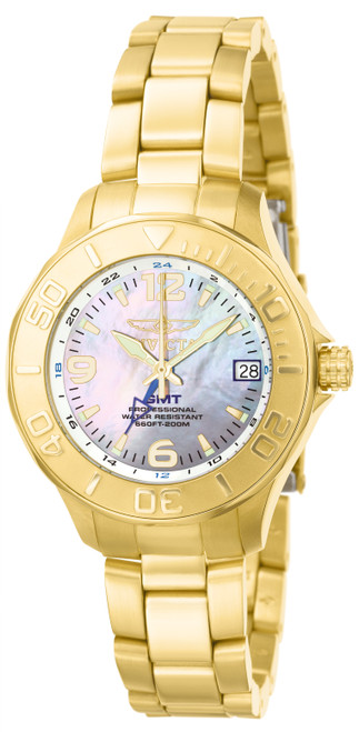 Invicta Women's 6891 Pro Diver Quartz GMT Platinum Dial Watch