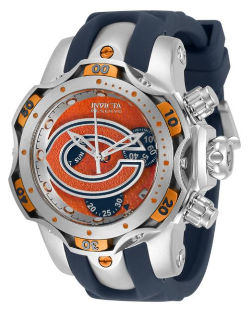 Invicta Women's 33097 NFL Chicago Bears Quartz 3 Hand Antique Silver, Orange, Blue Dial Watch