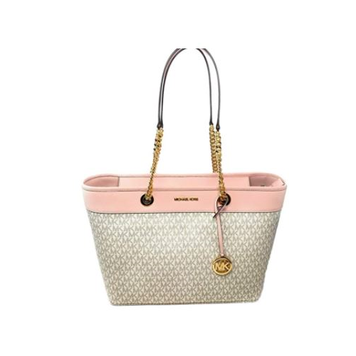 Michael Kors Shania Large East West Chain PVC Signature Tote Handbag Bag in Blush Multicoloured …