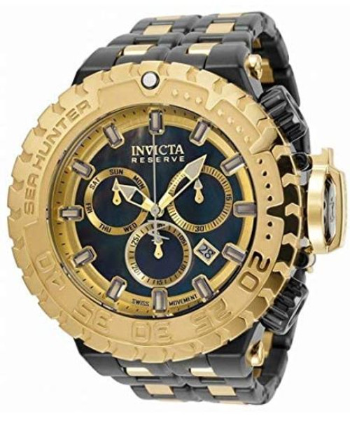 Invicta Men's 34597 Sea Hunter Quartz Chronograph Black, Gold Dial Watch