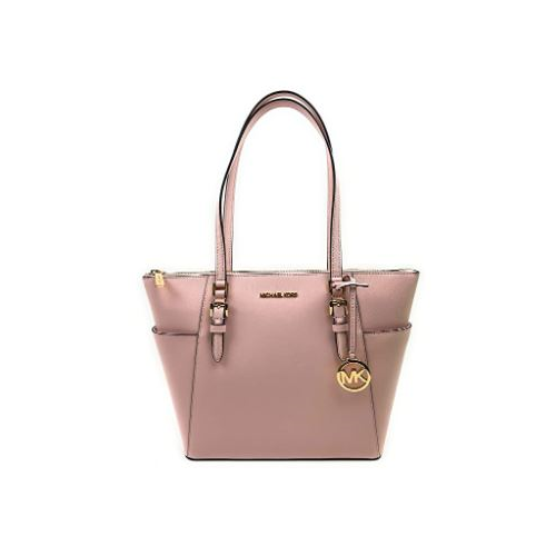 Michael Kors Charlotte Large Top Zip Saffiano Leather Tote - Powder Blush