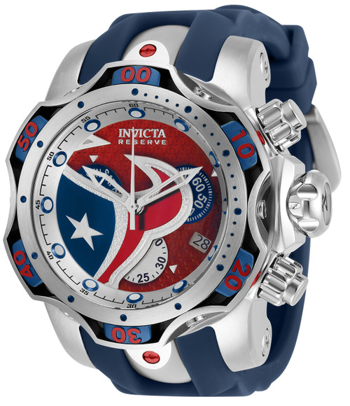 Invicta Men's 33074 NFL Houston Texans Quartz 3 Hand Silver, Blue, Red Dial Watch