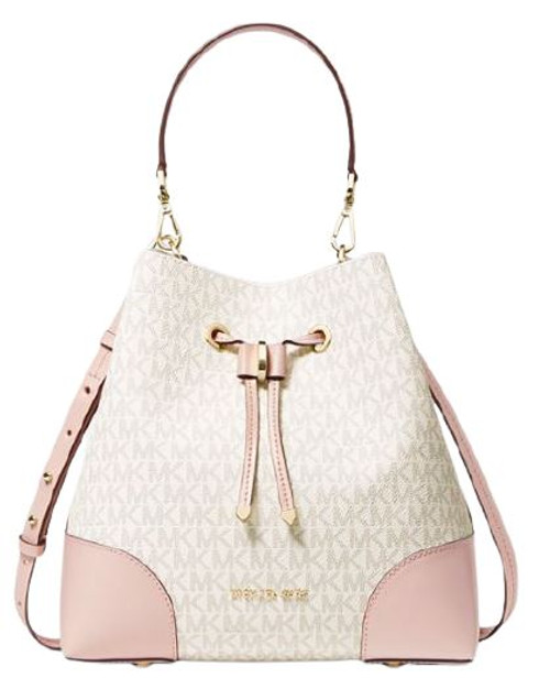 MICHAEL Michael Kors Mercer Gallery Medium Convertible Bucket Shoulder (VANILA SOFT PINK) …