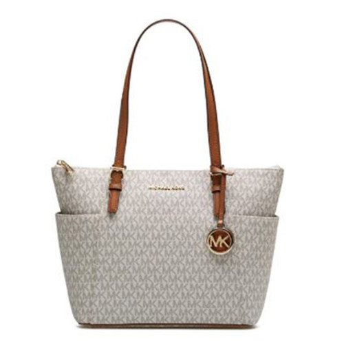 MICHAEL Michael Kors Jet Set Item East/West Top Zip Tote Vanilla/Acorn One Size …
